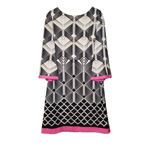 Eliza J Geometric Print 3/4 Sleeve Shift Dress Size 8 Multicolor - Picture 1 of 14